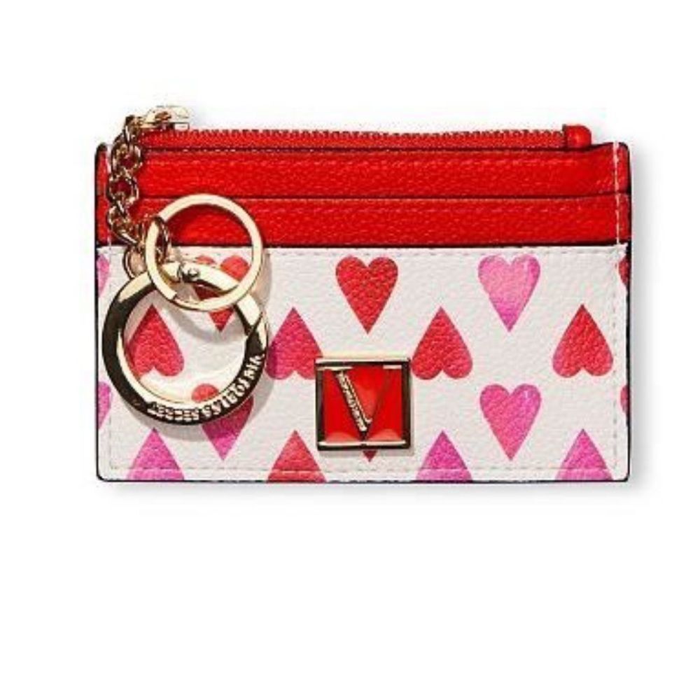 Victoria’s Secret Heart Print Card Holder Lanyard Keychain Barbiecore Coquette